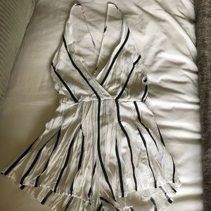 BLACK AND WHITE STRIPED ROMPER